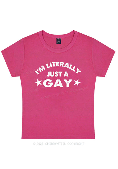 Literally Just A Gay Pride Y2K Baby Tee Cherrykitten