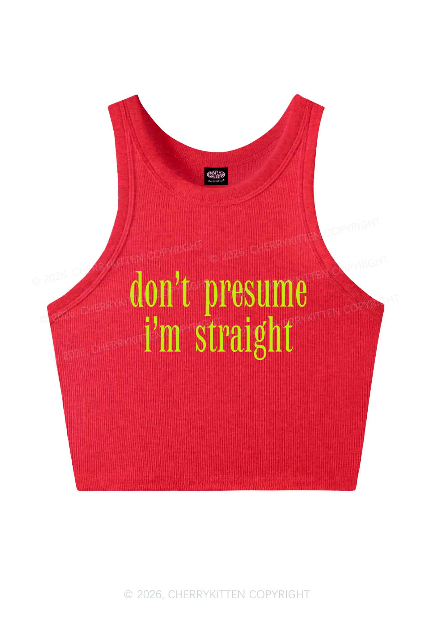 Dont Presume Im Straight Pride Y2K Crop Tank Top Cherrykitten