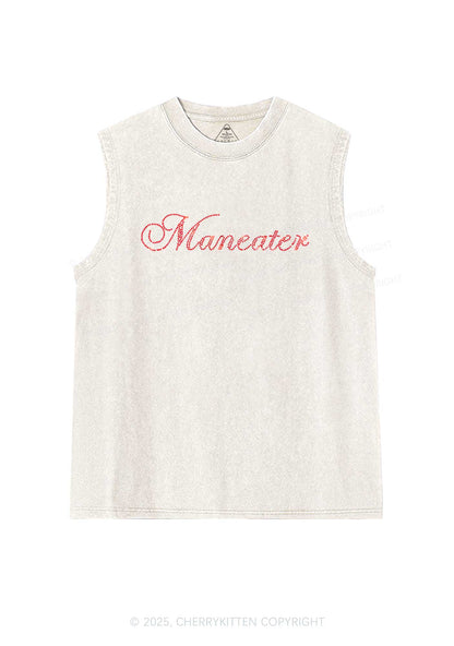 Rhinestone Maneater Y2K Washed Muscle Tank Cherrykitten