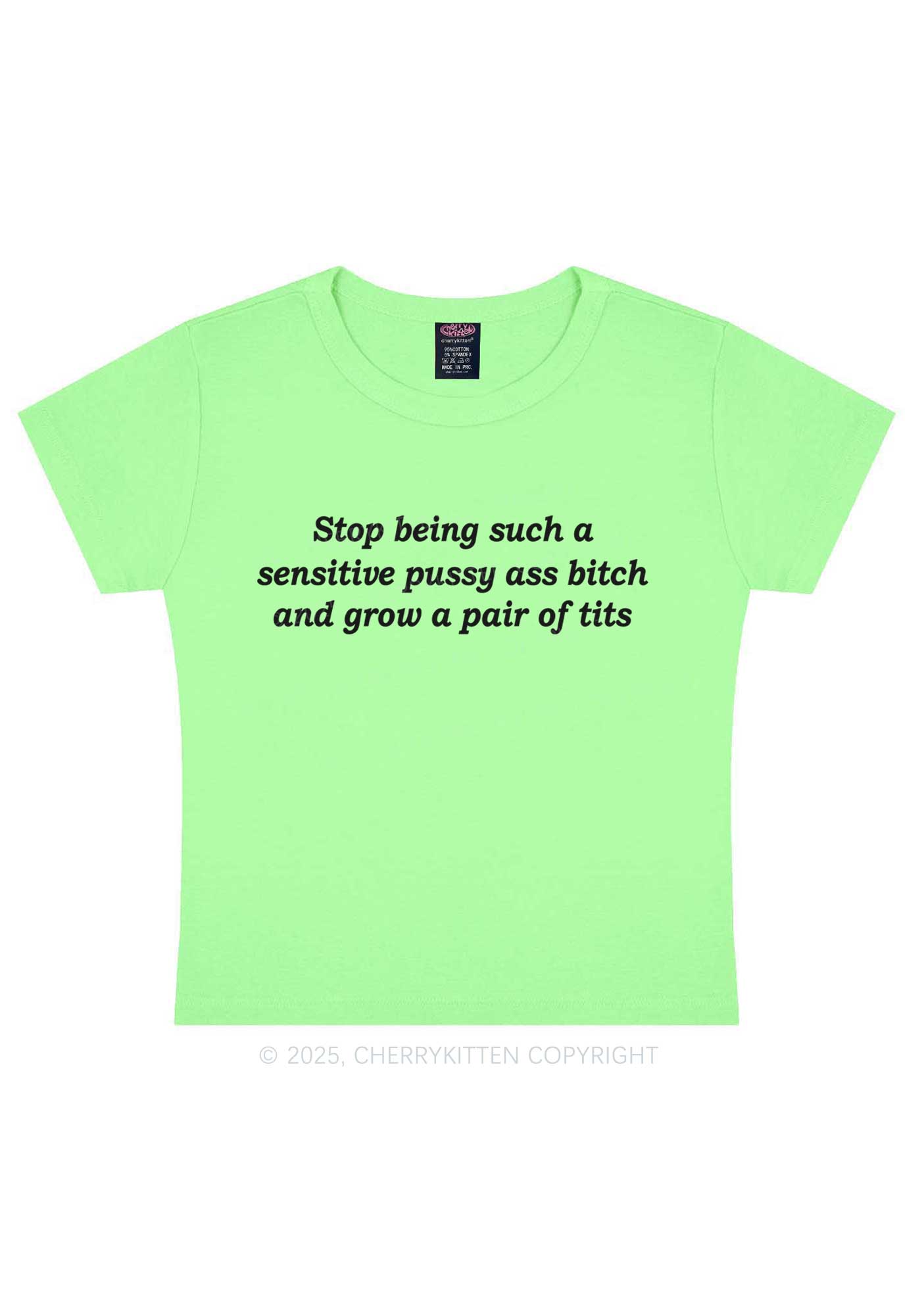 Sensitive Puxxy Axx Bxxch Y2K Baby Tee Cherrykitten