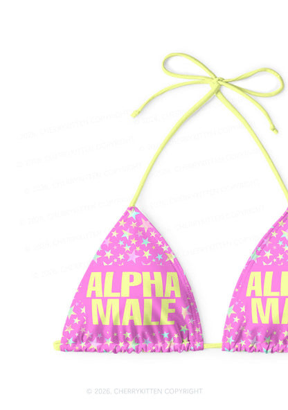 Hot Pink Alpha Male Pride Y2K Print Bikini Set Cherrykitten