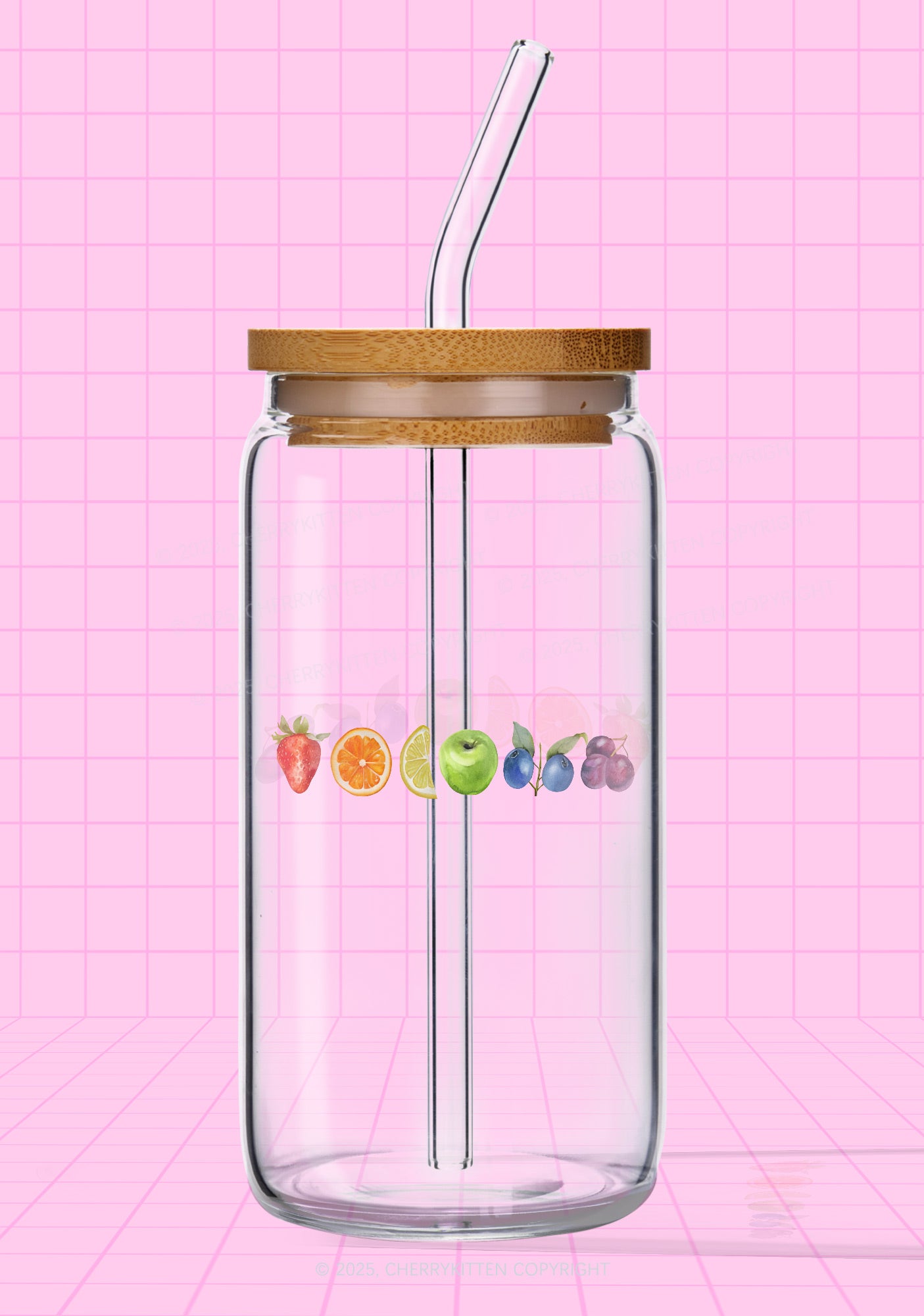 Six Fruity Pride Y2K Printed Glass Cup Cherrykitten