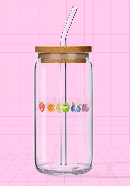 Six Fruity Pride Y2K Printed Glass Cup Cherrykitten