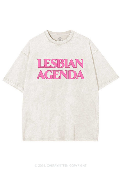 Lesbian Agenda Y2K Shirts Washed Tee Cherrykitten