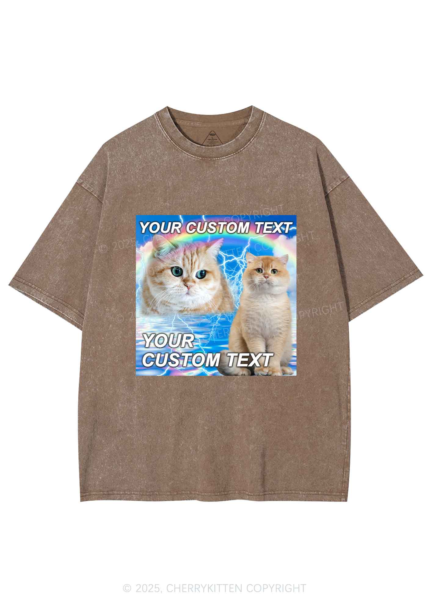 Custom Text Your Kitten Y2K Shirts Washed Tee Cherrykitten