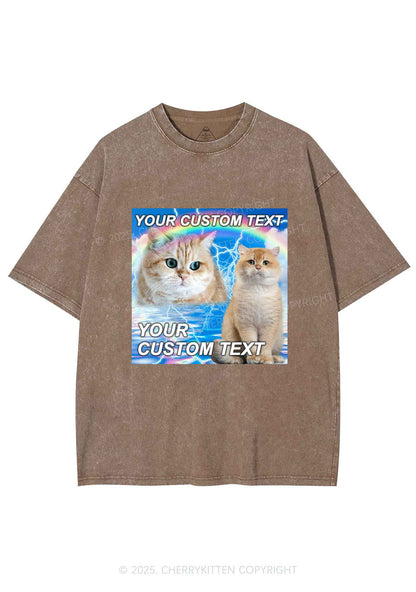 Custom Text Your Kitten Y2K Shirts Washed Tee Cherrykitten