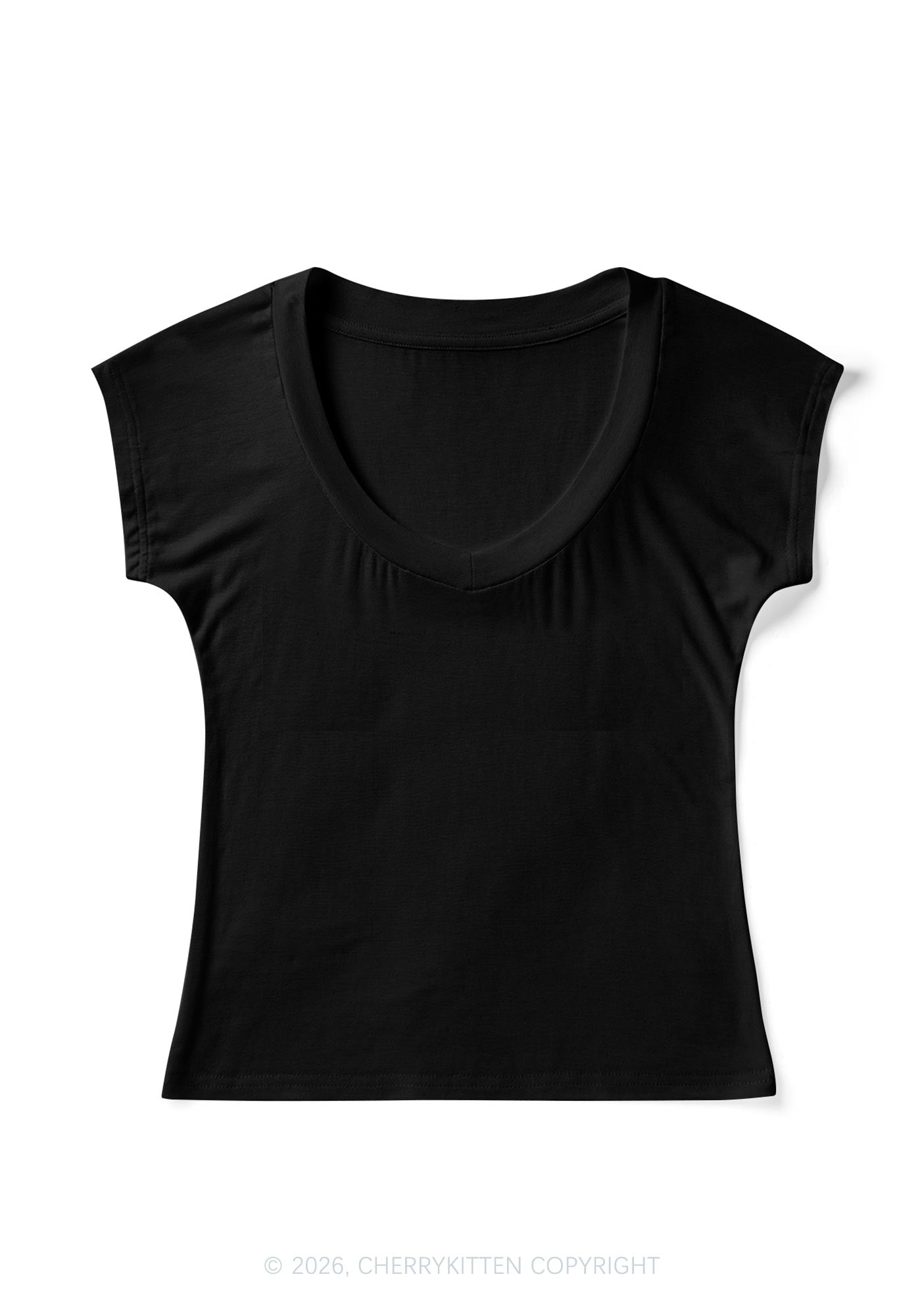Plain Y2K V Neck T Shirts Cherrykitten