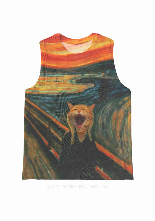 Screaming Cat Y2K Mesh Muscle Tank Cherrykitten