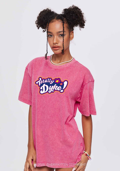 Totally Dyke Pride Y2K Shirts Washed Tee Cherrykitten