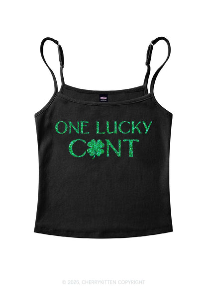 Glitter One Lucky Cxxt St Patricks Y2K Spaghetti Strap Cami Cherrykitten