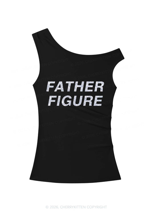 Glitter Father Figure Y2K Off Shoulder Tank Top Cherrykitten