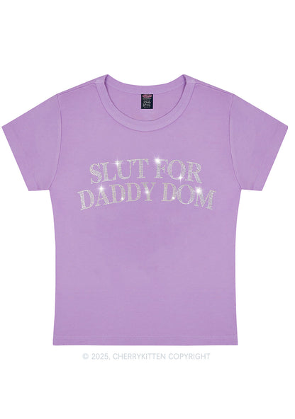 Rhinestone Slxt For Daddy Dom Y2K Baby Tee Cherrykitten