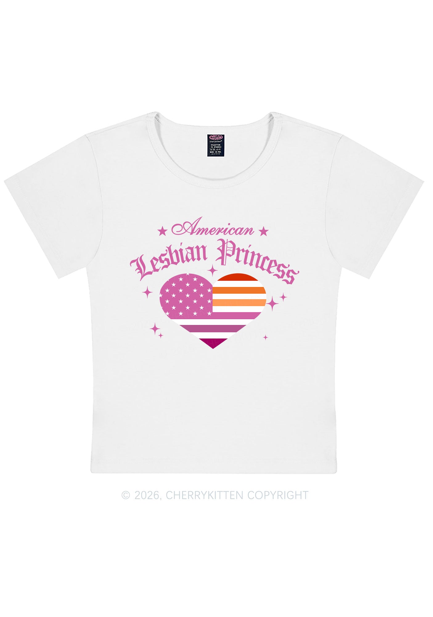 American Lesbian Princess Flag Pride Y2K Baby Tee Cherrykitten