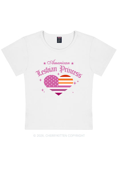 American Lesbian Princess Flag Pride Y2K Baby Tee Cherrykitten