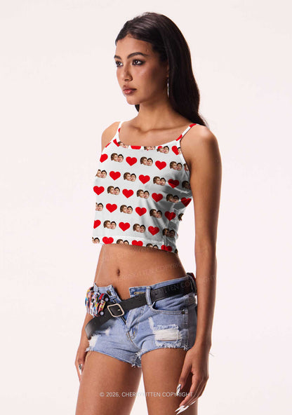 White Red Heart Gay Couple HR Y2K Print Cami Crop Top Cherrykitten