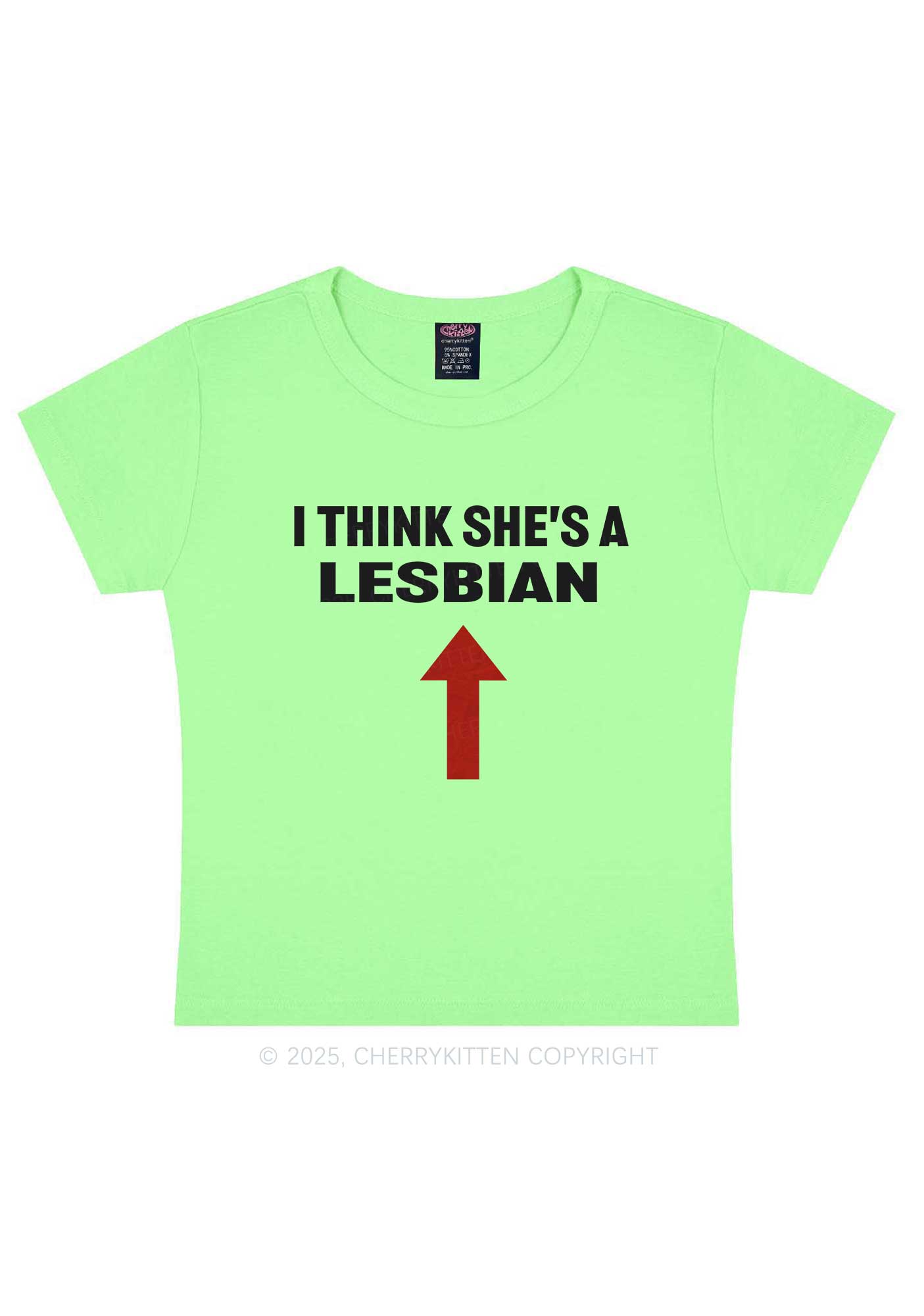 I Think She's A Lesbian Y2K Baby Tee Cherrykitten