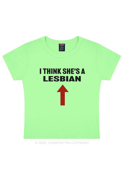 I Think She's A Lesbian Y2K Baby Tee Cherrykitten