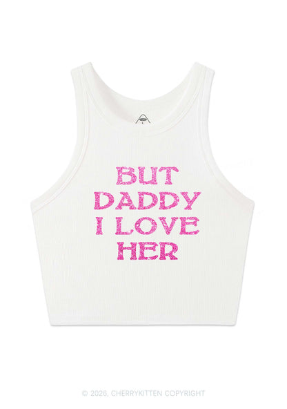 Glitter But Daddy I Love Her Pride Y2K Crop Tank Top Cherrykitten