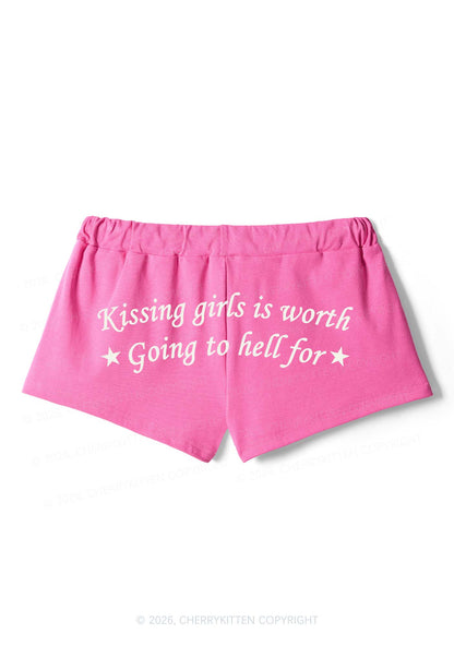 Kissing Girls is Worth Pride Y2K Drawstring Mini Shorts Cherrykitten