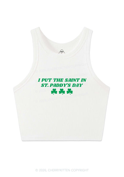 I Put The Saint In St Patricks Y2K Crop Tank Top Cherrykitten