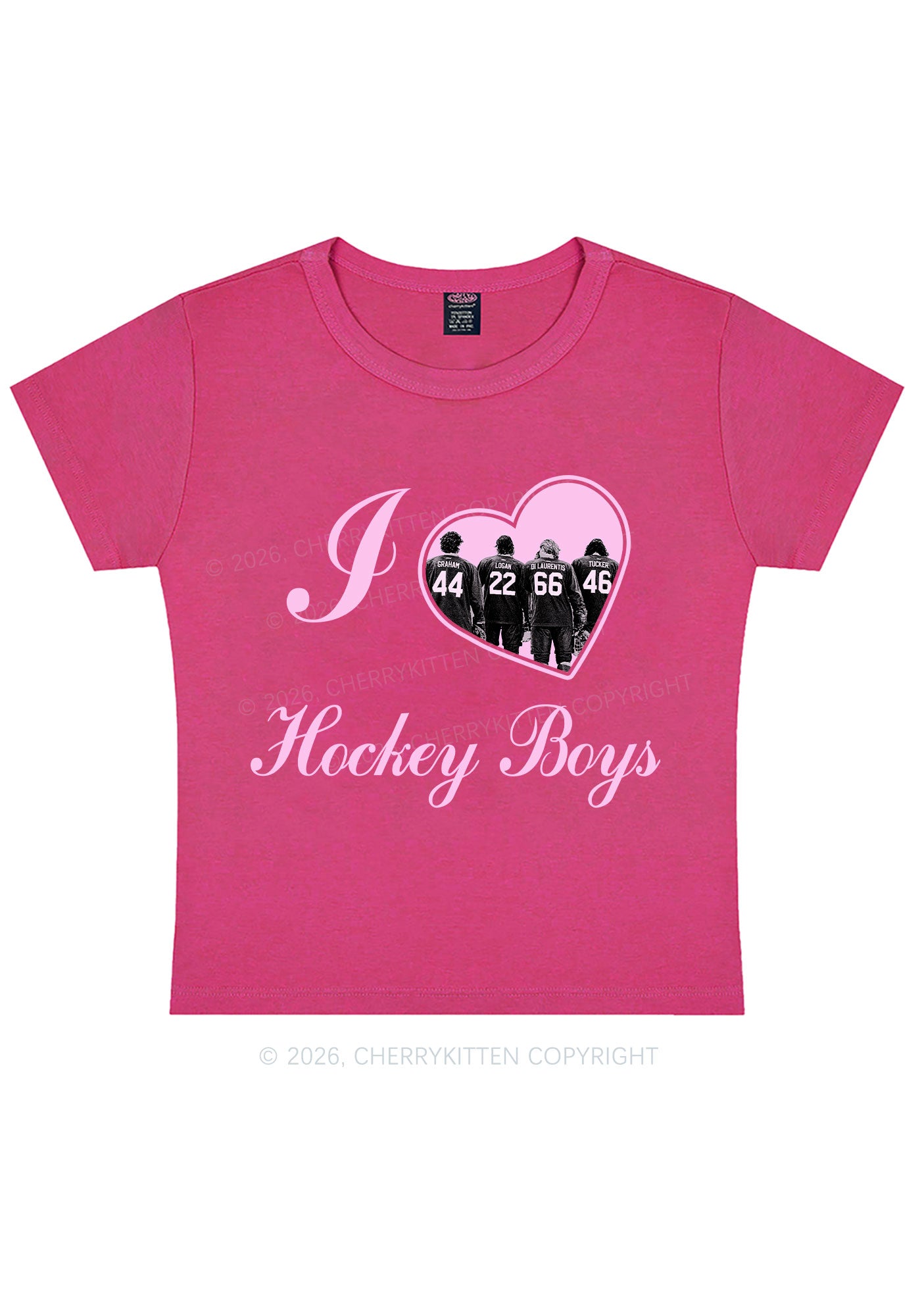 I Love Four Hockey Boys Y2K Baby Tee Cherrykitten