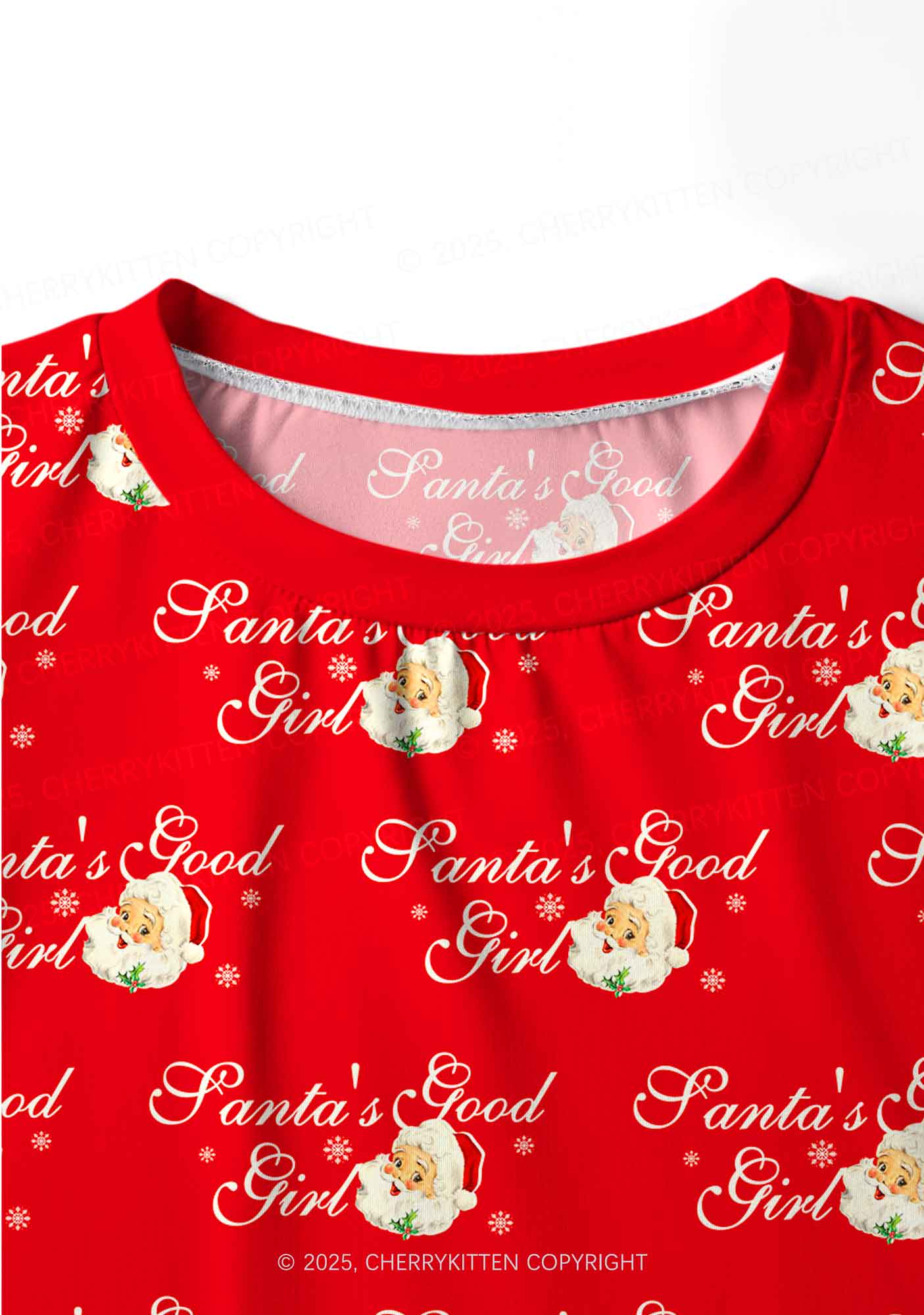 Christmas Santas Good Girl Y2K Print Long Sleeve Pajama Set Cherrykitten