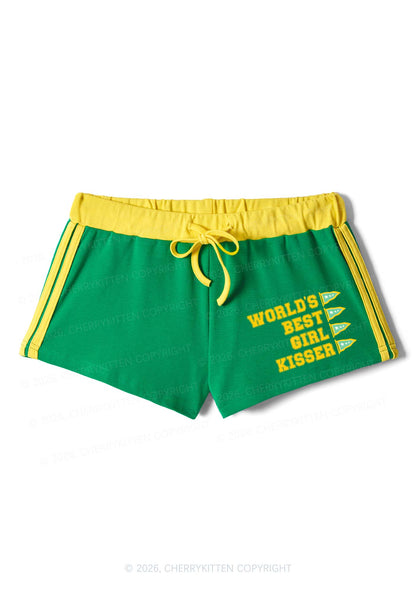 Worlds Best Girl Kisser Pride Y2K Drawstring Mini Shorts Cherrykitten