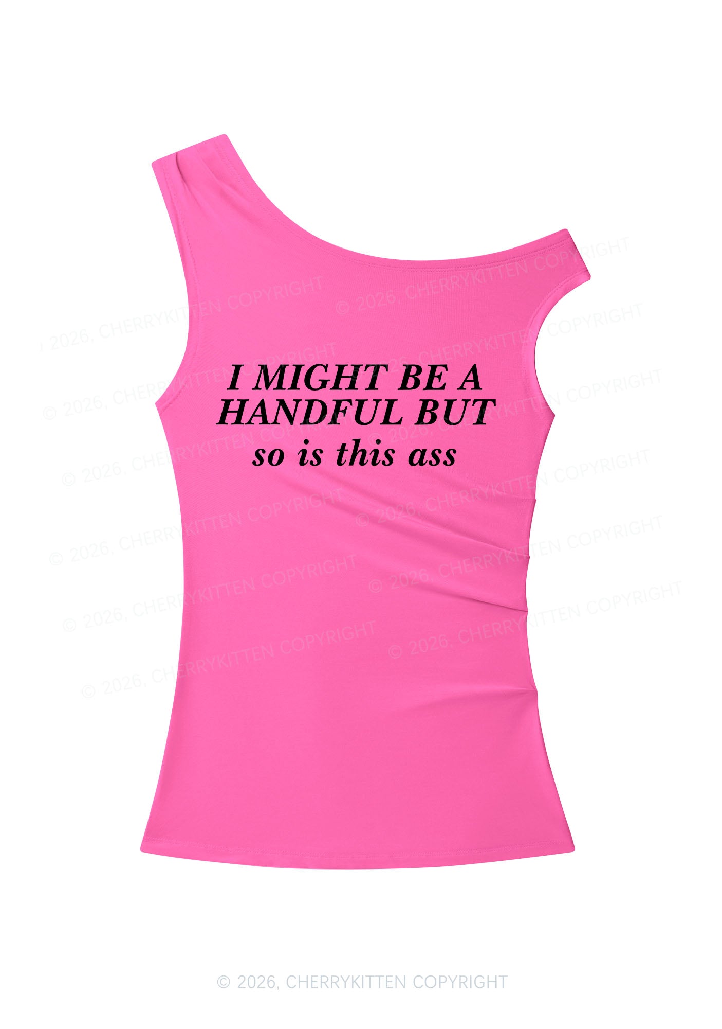 I Might Be Handful Y2K Off Shoulder Tank Top Cherrykitten