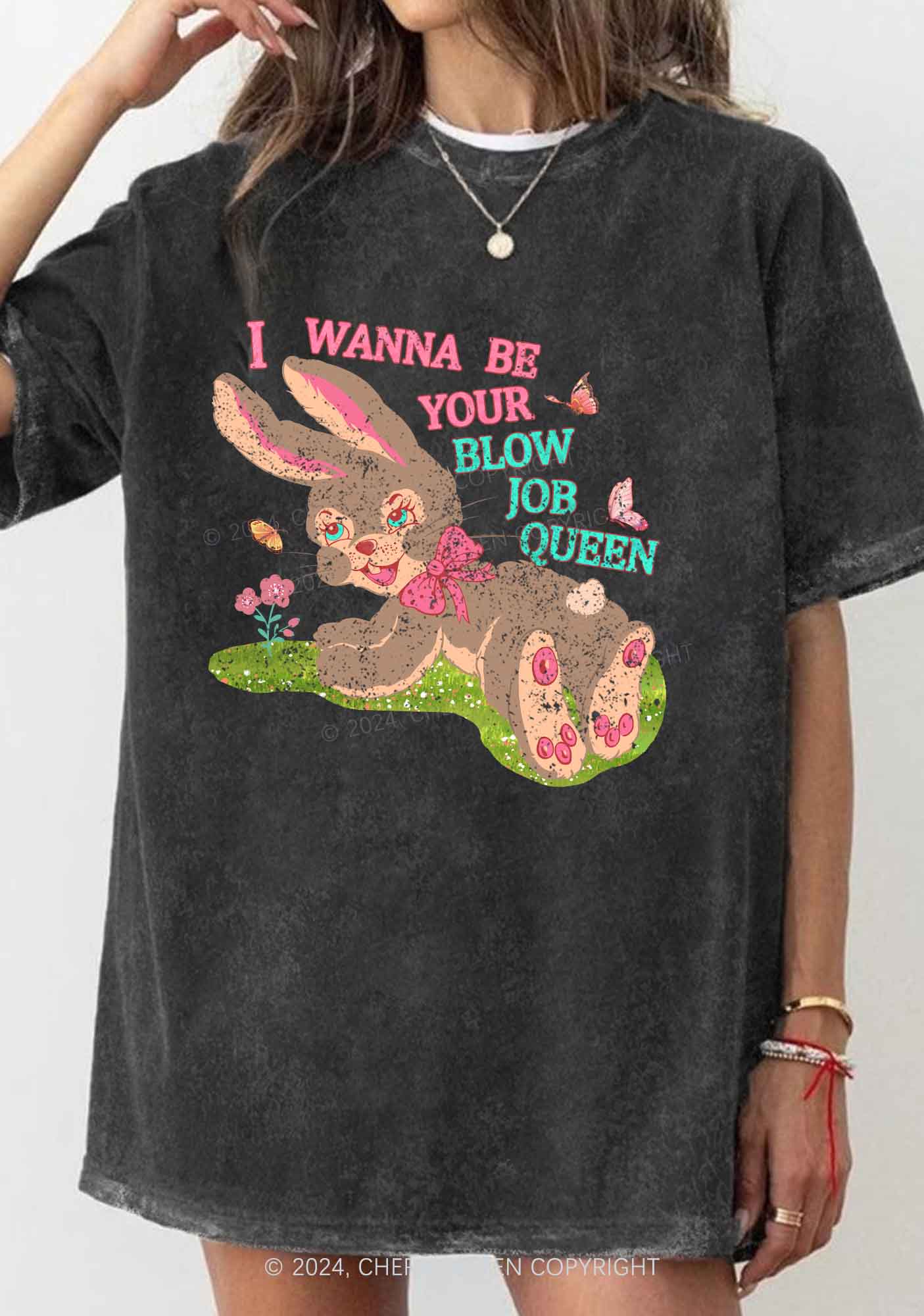 Blow Job Queen Y2K Washed Tee Cherrykitten