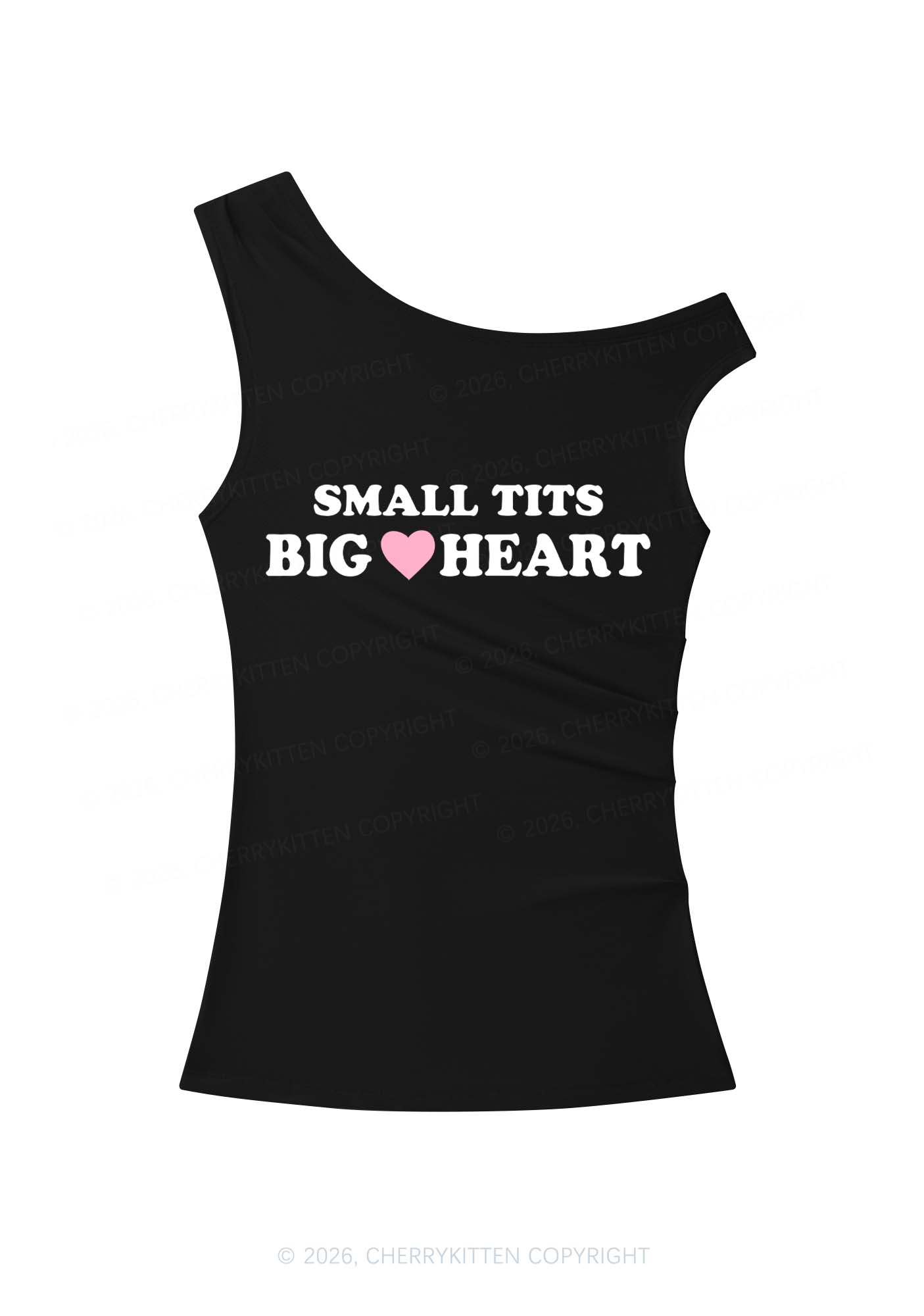 Small But Big Heart Y2K Off Shoulder Tank Top Cherrykitten