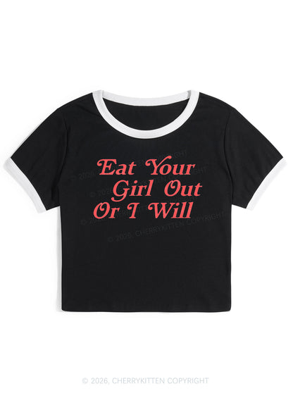 Eat Your Girl Out Y2K Ringer Tee Cherrykitten