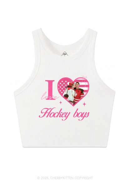 I Love US Hockey Boys HR Y2K Crop Tank Top Cherrykitten
