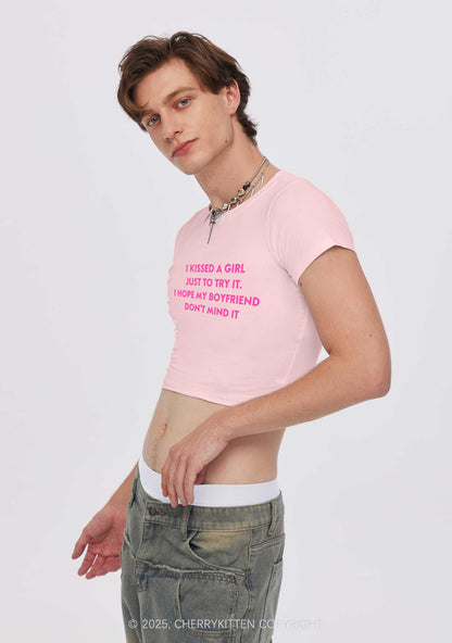 I Just Kissed A Girl Pride Y2K Baby Tee Cherrykitten