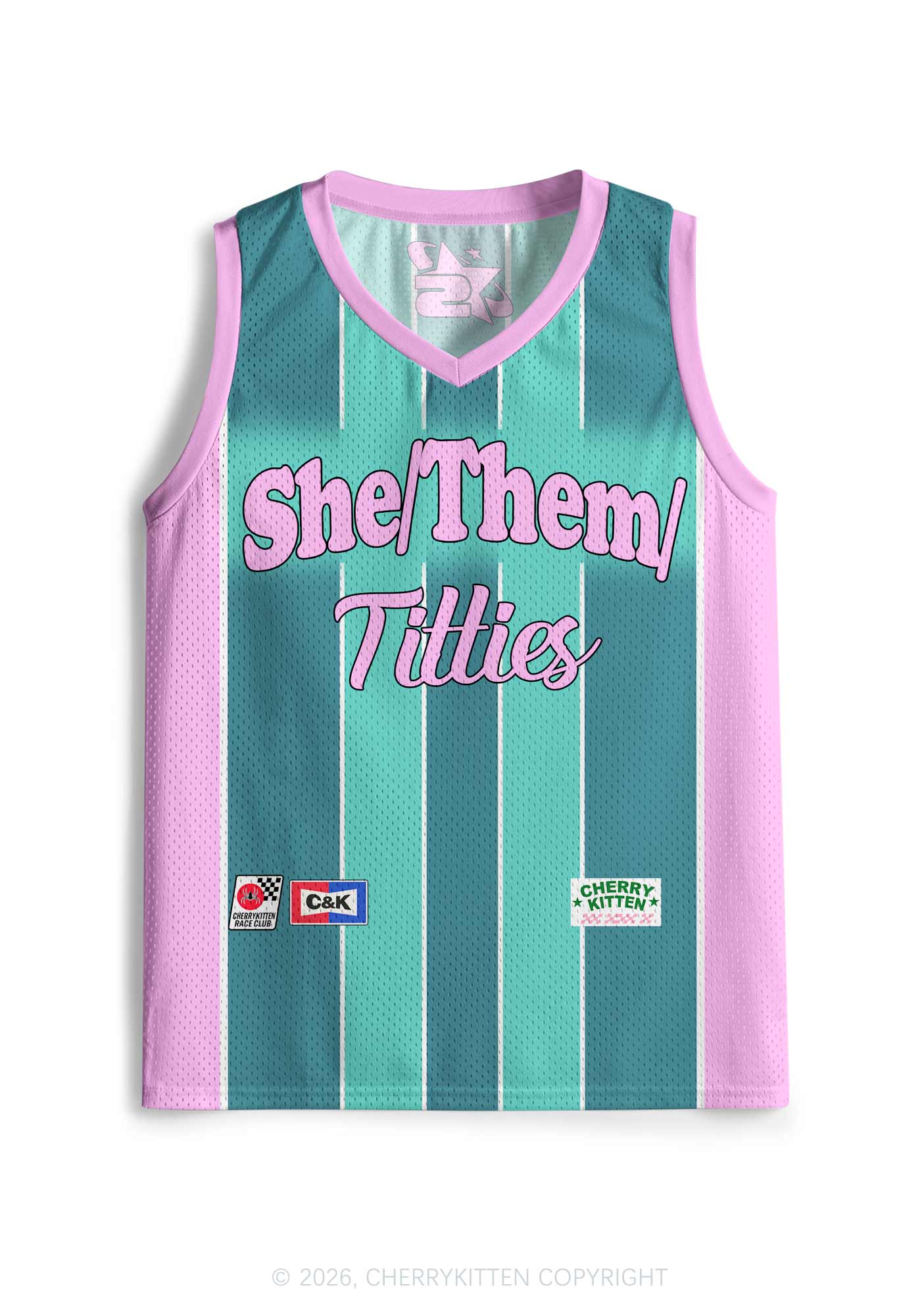 Green Stripes She Them Txtties Pride Y2K Sport Jersey Tank Cherrykitten