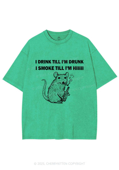 Drunk And Smoke Ratz Y2K Shirts Washed Tee Cherrykitten
