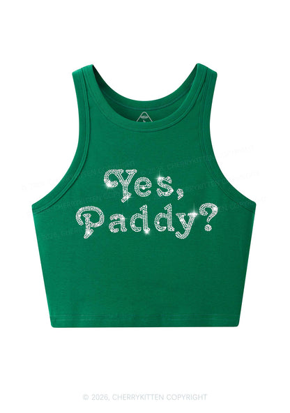 Rhinestone Yes Paddy St Patricks Y2K Crop Tank Top Cherrykitten