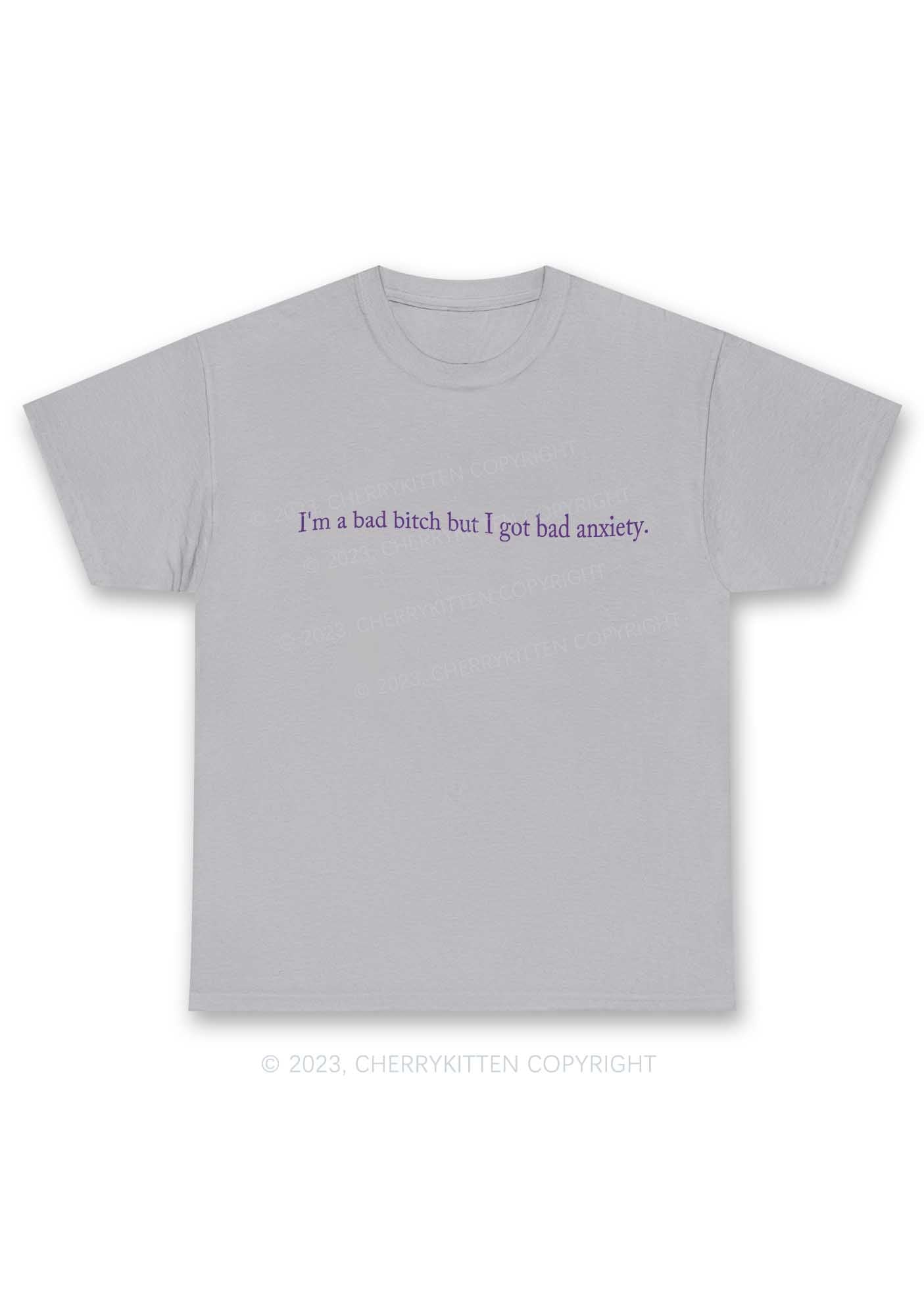 I'm A Bad Bxxch But I Got Bad Anxiety Y2K Chunky Shirt Cherrykitten