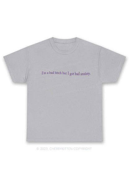 I'm A Bad Bxxch But I Got Bad Anxiety Y2K Chunky Shirt Cherrykitten