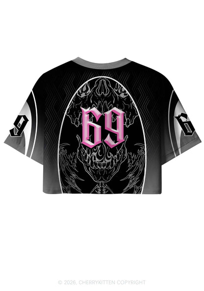 Masc Princess Dark Skull Pride Y2K Crop Sport Jersey Shirts Cherrykitten