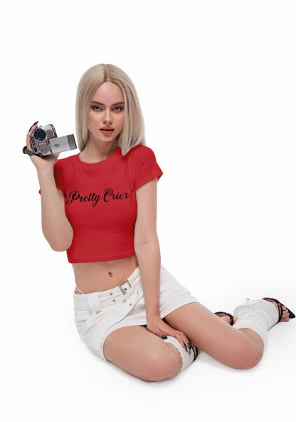 Pretty Crier Y2K Baby Tee Cherrykitten