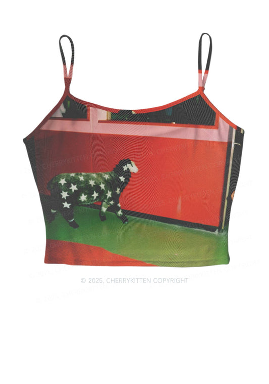 Sheep Starry Wool Y2K Mesh Cami Tank Cherrykitten