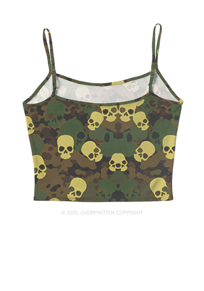 Halloween Camouflage Skull Y2K Mesh Cami Tank Cherrykitten