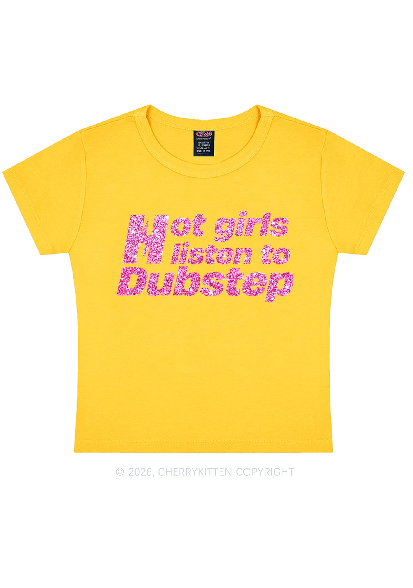 Glitter Hot Girls Listen To Dubstep Y2K Baby Tee Cherrykitten