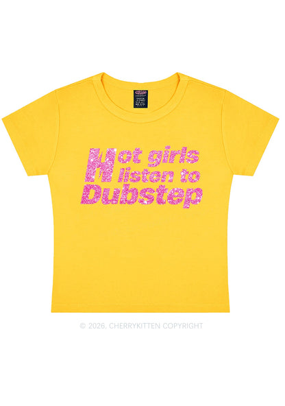 Glitter Hot Girls Listen To Dubstep Y2K Baby Tee Cherrykitten