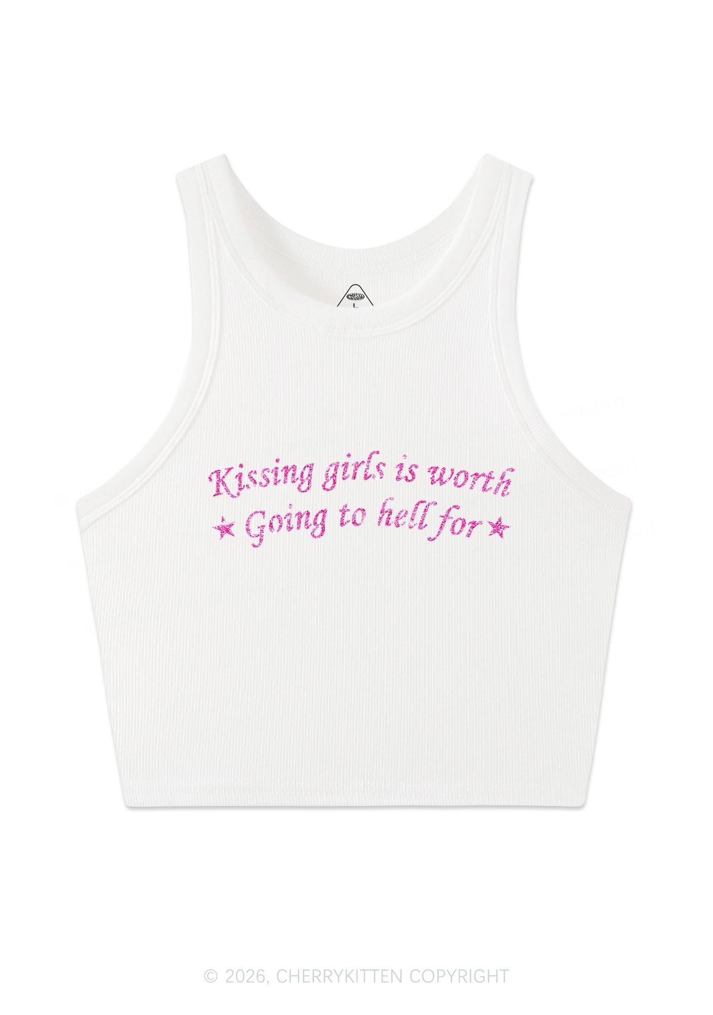 Glitter Kissing Girls is Worth Pride Y2K Crop Tank Top Cherrykitten