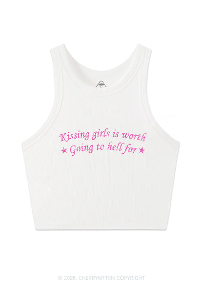 Glitter Kissing Girls is Worth Pride Y2K Crop Tank Top Cherrykitten