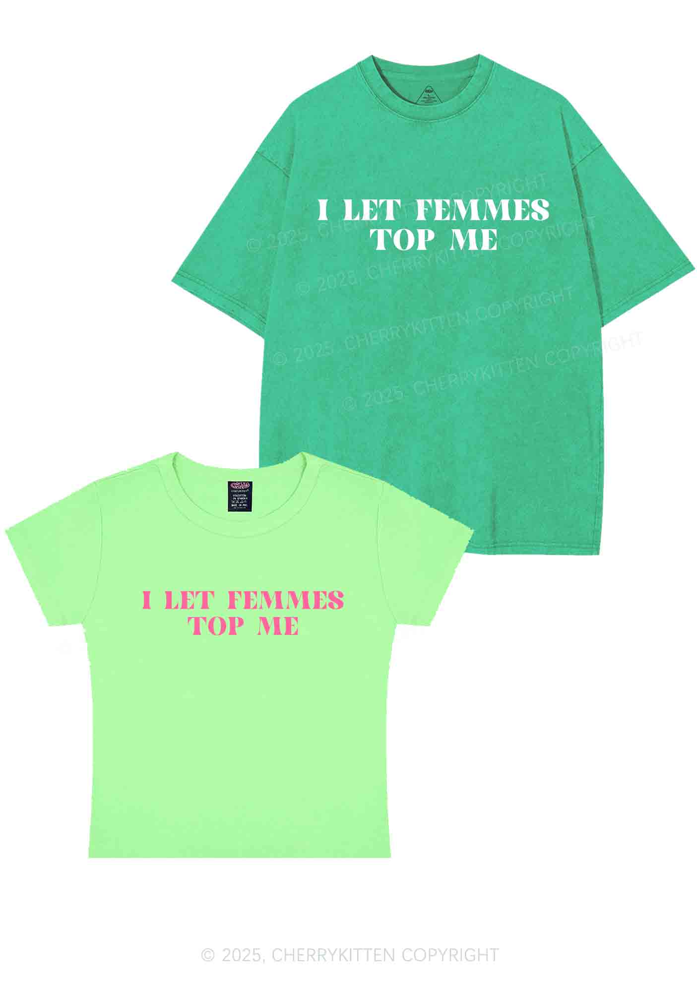 I Let Femmes Top Me Y2K Valentine's Day Couple Shirt Cherrykitten