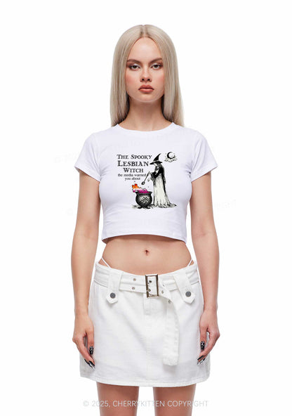 The Spooky Lesbian Witch Y2K Baby Tee Cherrykitten