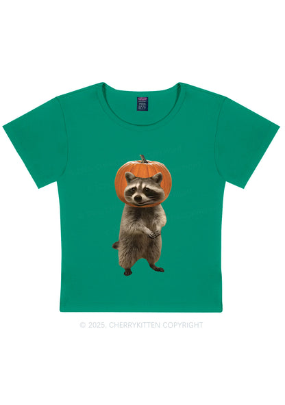 Halloween Silly Raccoon Y2K Baby Tee Cherrykitte