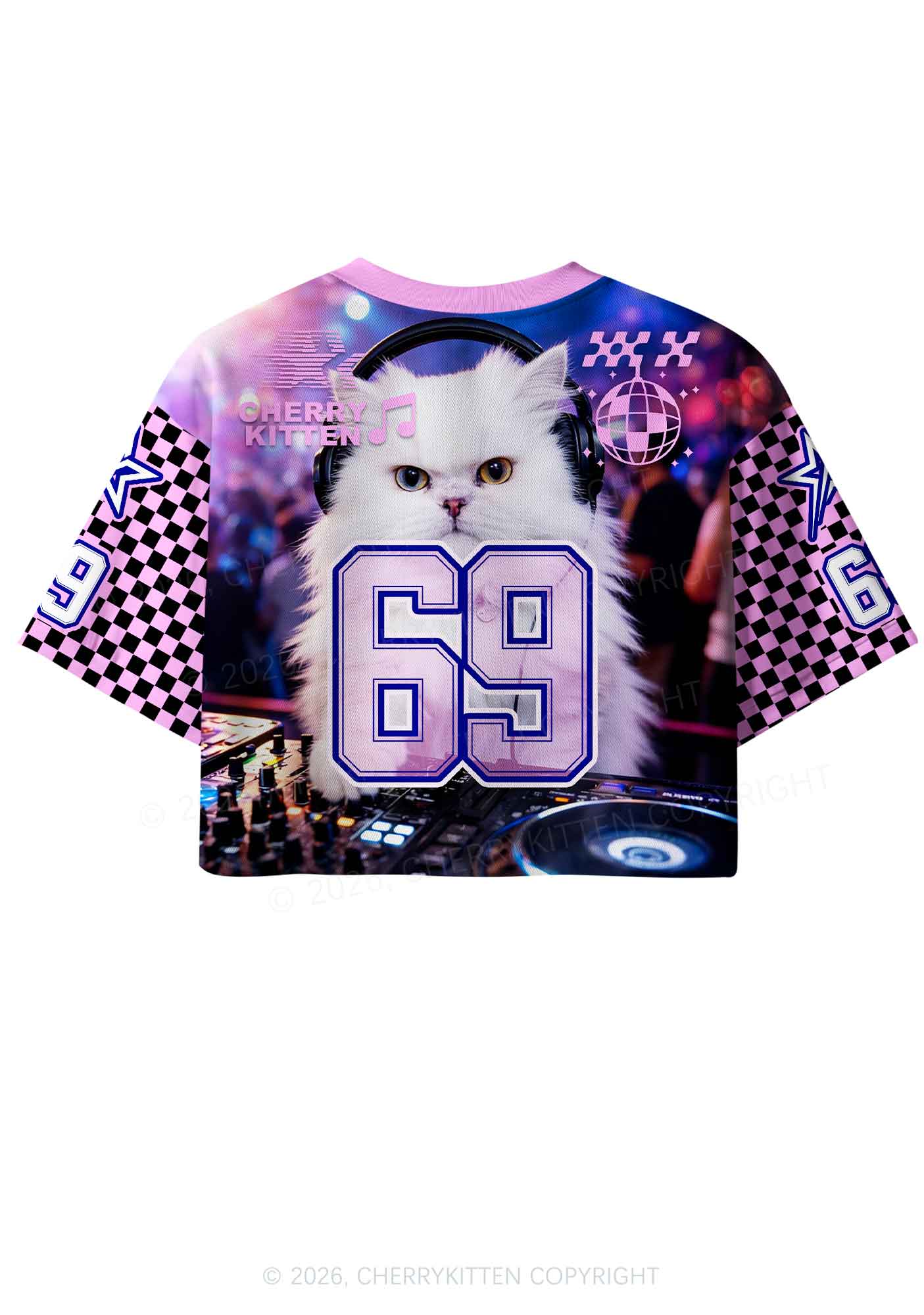 DJ White Cat Y2K Crop Sport Jersey Shirts Cherrykitten